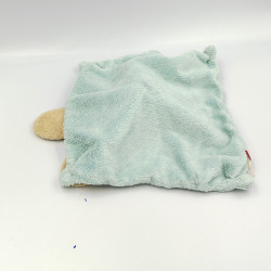 Doudou plat carré lapin bleu fleur papillon TEX