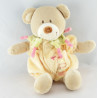 Doudou ours habit combinaison jaune col vert TEX 