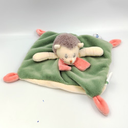Doudou plat hérisson vert blanc rose BABY NAT