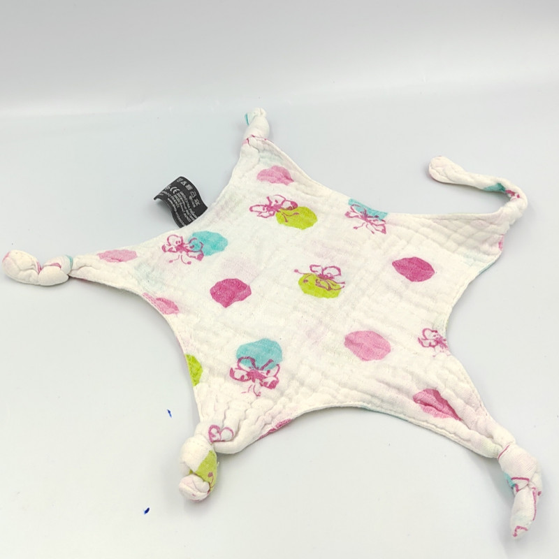 Doudou plat étoile blanc rose vert bleu papillons lange ORCHESTRA PREMAMAN