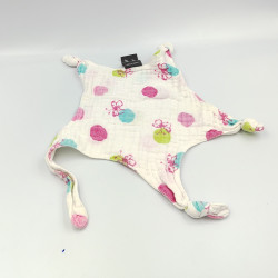 Doudou plat étoile blanc rose vert bleu papillons lange ORCHESTRA PREMAMAN