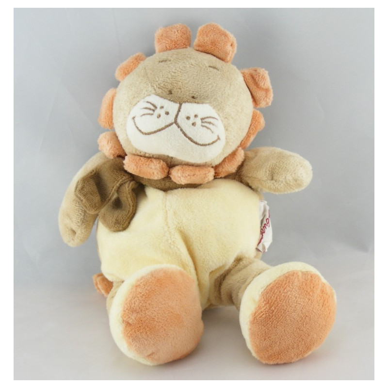 Doudou plat carré lion beige orange jungle BENGY