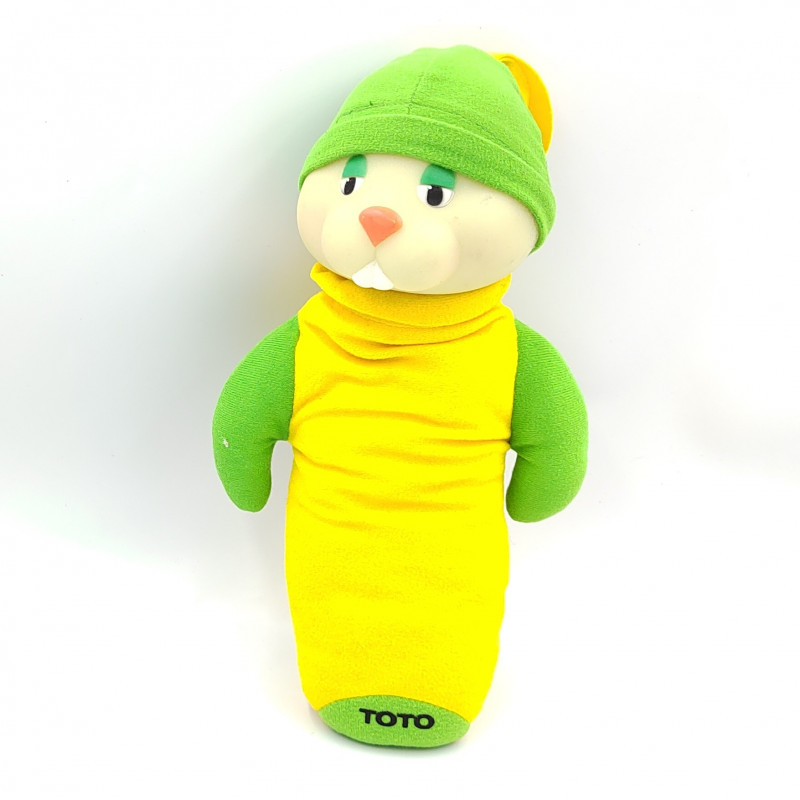 Ancienne peluche Luciole phosphorescent toto lapin jaune vert AJENA
