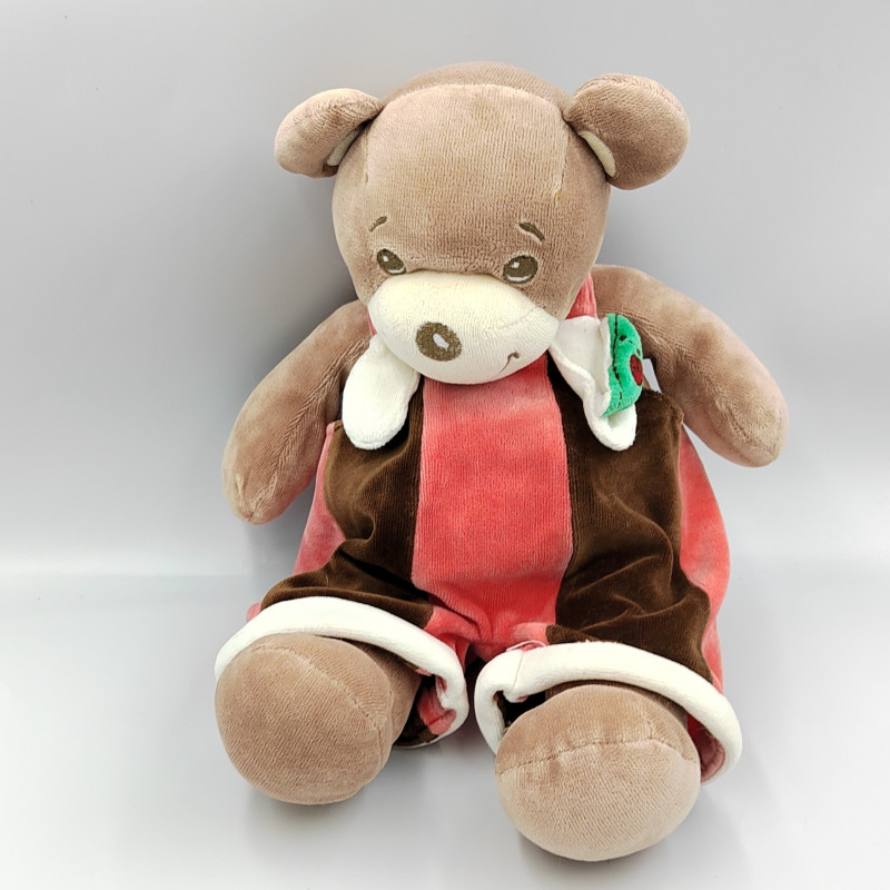 DOUDOU OURS MARRON BLANC ROUGE FEUILLE COCCINELLE TAKINOU