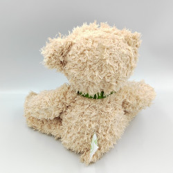 Doudou peluche ours beige noeud vert LA GRANDE RECRE
