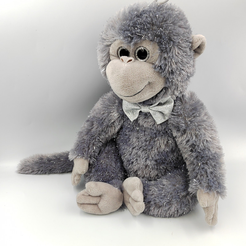 Peluche singe gris pailleté yeux brillant DOHO