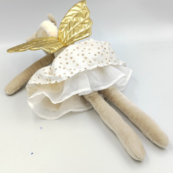 Doudou peluche licorne blanche doré pois ATMOSPHERA KIDS