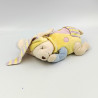 Doudou musical lapin jaune mauve vert bonnet CMP