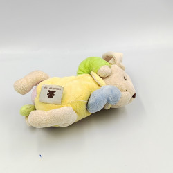 Doudou musical lapin jaune mauve vert bonnet CMP