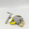 Mini doudou hochet lapin gris jaune Les Petits Dodos MOULIN ROTY lot de 2