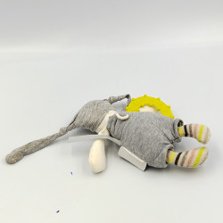 Mini doudou hochet lapin gris jaune Les Petits Dodos MOULIN ROTY lot de 2