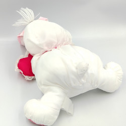 Peluche Puffalump lapin blanc rose coeurs FISHER PRICE 1988