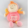 Doudou plat rond abeille papillon rose orange CHICCO