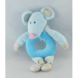 Doudou hochet anneau souris bleu BOUT'CHOU BOUTCHOU