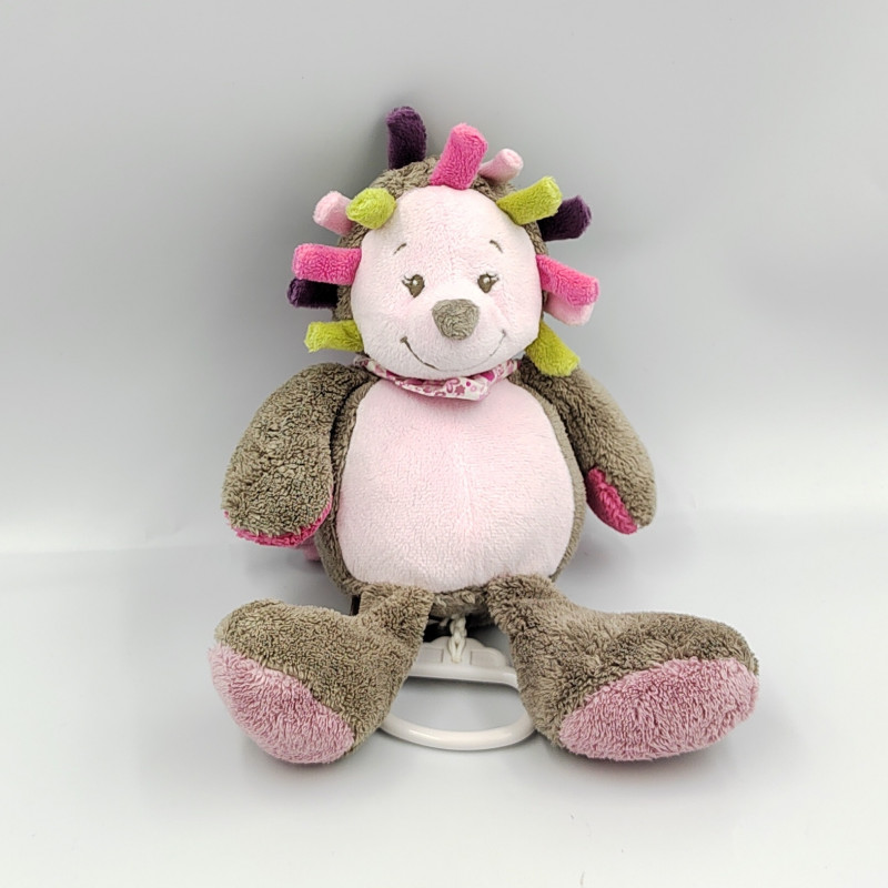 Doudou musical hérisson marron gris rose vert Manon NATTOU
