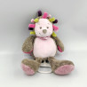 Doudou musical hérisson marron gris rose vert Manon NATTOU
