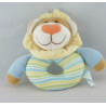 Doudou plat hochet lapin blanc bleu KIMBALOO