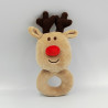Doudou hochet cerf elan renne marron rouge ORCHESTRA PREMAMAN