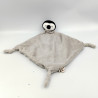 Doudou plat pinguoin manchot gris noir NATURE PLANET