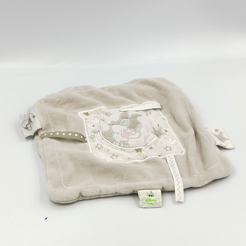 Doudou plat carré gris lapin Pan-pan panpan DISNEY BABY
