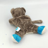 Doudou semi plat ours marron bleu blanc pois dBb REMOND