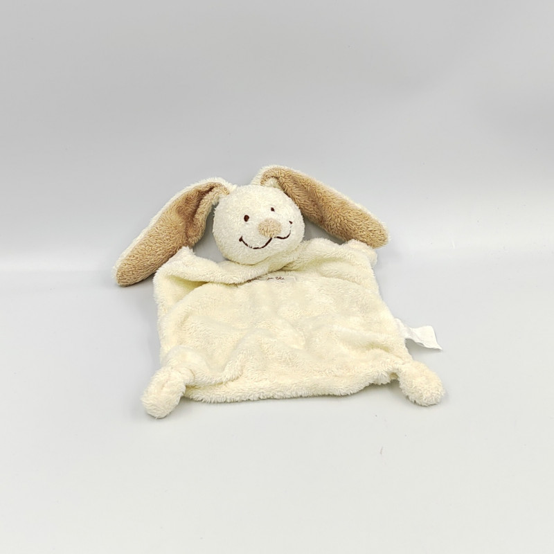 Doudou plat lapin blanc écru beige GRAIN DE BLE