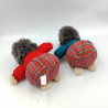 Ancienne Peluche hérisson rouge bleu carreaux écossais HENG FELICIANO