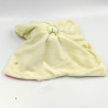 Doudou plat carré vache rose jaune vert fleurs PROMEVA