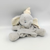 Doudou plat marionnette Dumbo l'éléphant gris col blanc bleu DISNEY BABY