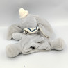 Doudou plat marionnette Dumbo l'éléphant gris col blanc bleu DISNEY BABY
