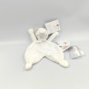 Doudou plat ours blanc gris bébé d'amour SERGENT MAJOR
