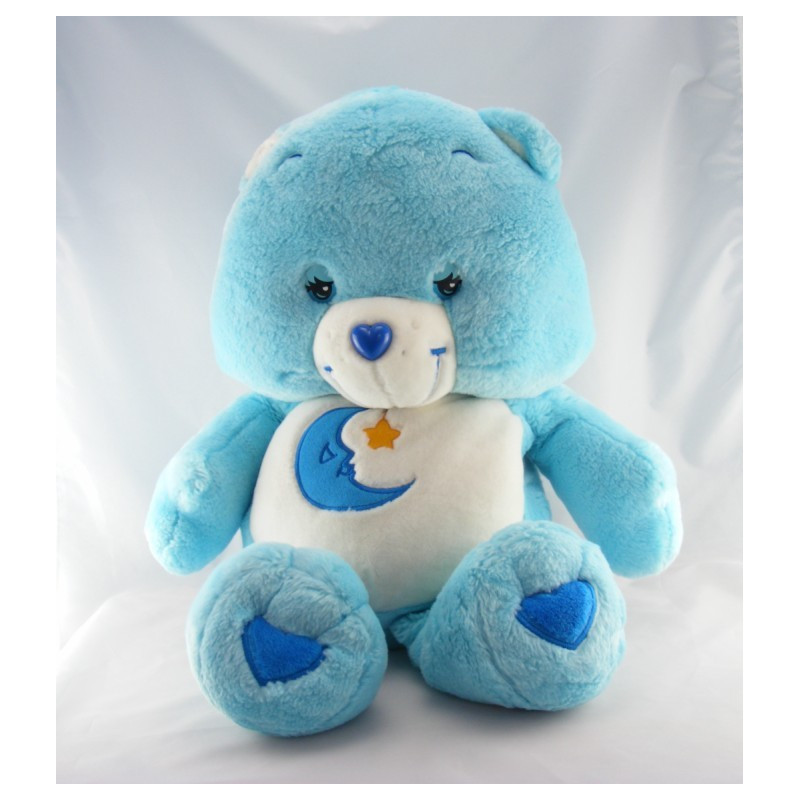 Grande Peluche Bisounours bleu Grosdodo lune étoile CARE BEARS 70 cm
