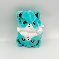 Doudou peluche chat bleu deux visages TEETURTLE UKCA