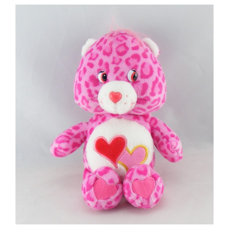 Peluche Bisounours rose Groschéri avec 2 coeurs CARE BEARS 22 cm