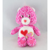 Peluche Bisounours rose Groschéri avec 2 coeurs CARE BEARS 22 cm