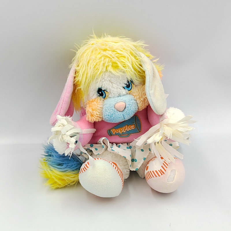PELUCHE POPPLES POM POM GIRL ROSE BLANC BLEU ANNÉE 1987 PELUCHE POPPLES POM POM GIRL ROSE BLANC BLEU ANNÉE 1987