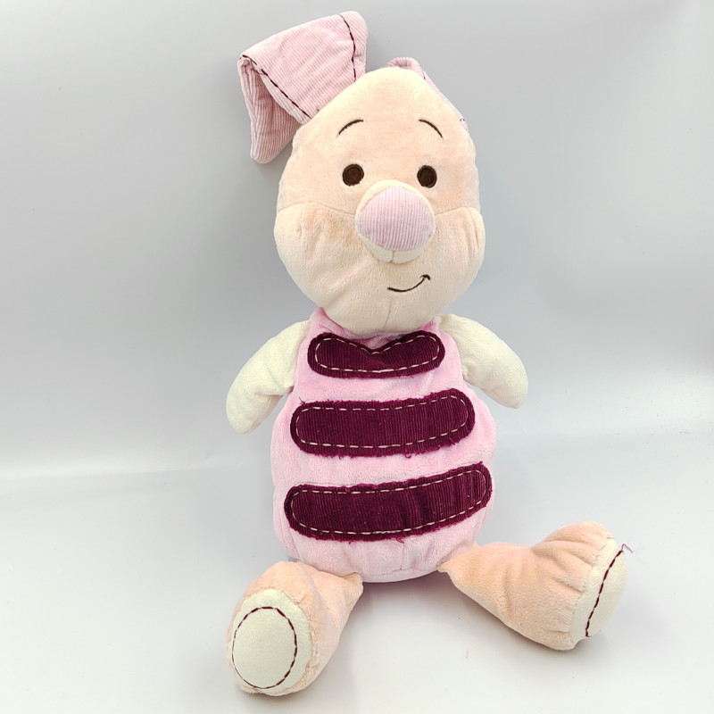 Doudou Porcinet rose rayé bordeaux DISNEY BABY