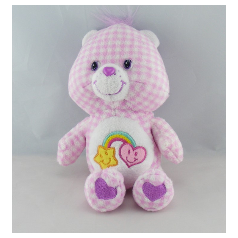 Peluche Bisounours mauve Grosami arc en ciel CARE BEARS 22 cm