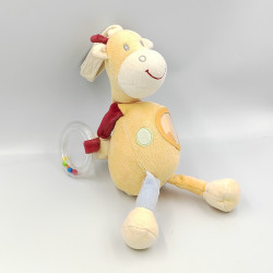 Doudou girafe orange rouge perroquet vibrant SUCRE D'ORGE