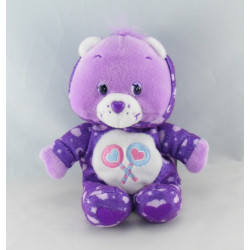 Peluche Bisounours mauve Groscadeau sucettes CARE BEARS 23 cm
