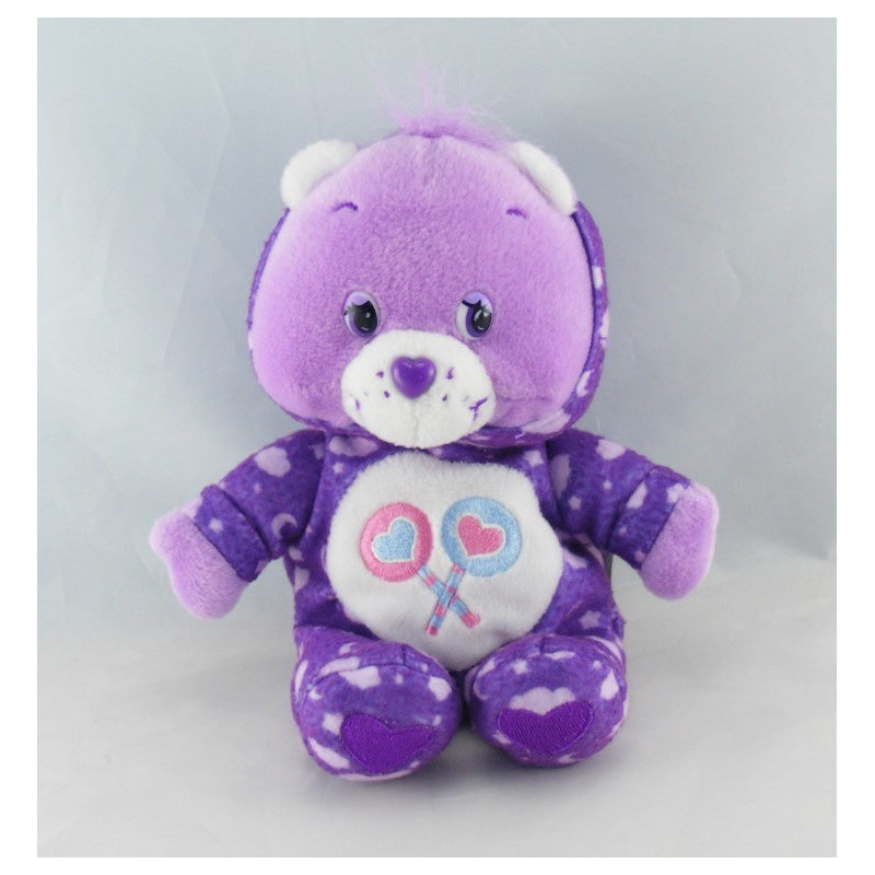 Peluche Bisounours mauve Groscadeau sucettes CARE BEARS 23 cm