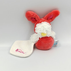 Petit Doudou poussin rouge mouchoir déguisé en lapin BABY NAT