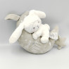 Doudou musical phosphorescent lune lapin ours gris blanc étoiles Douce nuit MOTS D'ENFANTS