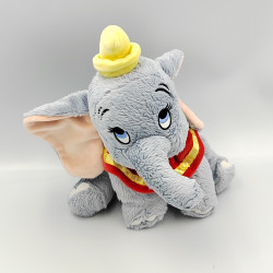 Doudou éléphant gris bleu Dumbo col rouge DISNEY