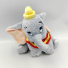 Doudou éléphant gris bleu Dumbo col rouge DISNEY