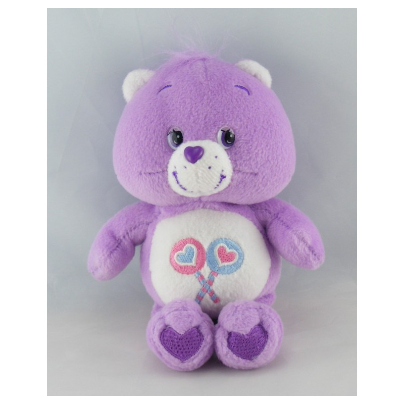 Peluche Bisounours mauve Groscadeau sucettes CARE BEARS 20 cm