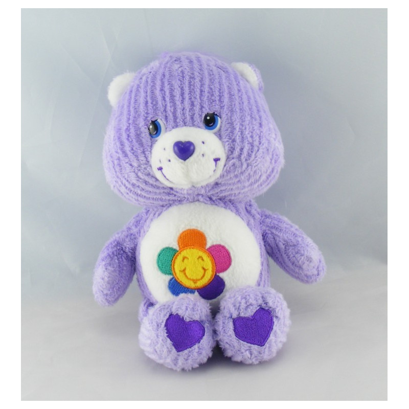 Peluche Bisounours mauve violet Grosfasol fleur CARE BEARS 20 cm