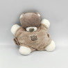 Doudou semi plat ours beige marron blanc couronne NATTOU
