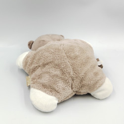 Doudou semi plat ours beige marron blanc couronne NATTOU