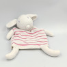Doudou plat marionnette souris blanche rose rayé AUCHAN
